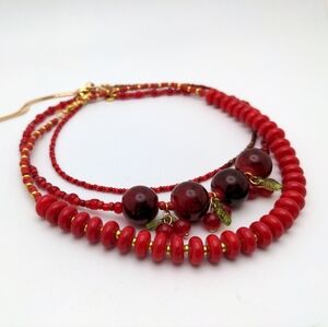 Cherry Jubilee Red and Gold Layered Necklace